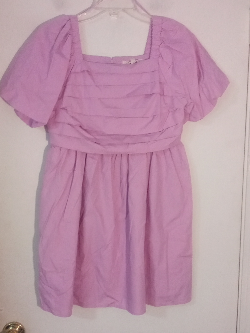 Rewind Lilac Pleated Square-Neck Dress Junior's XL NWT $60 Puff Sleeve